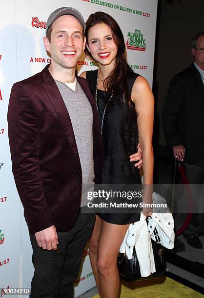 Glenn Howerton and Jill Latiano attend the celebration of the release of "A Very Sunny Christmas" at Guys and Dolls Lounge on November 12, 2009 in...