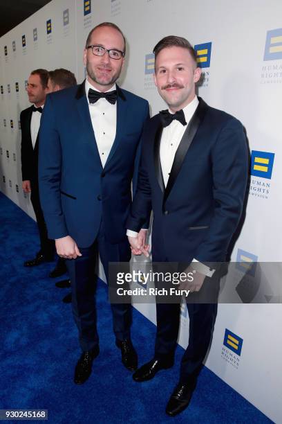 Human Rights Campaign President Chad Griffin and Charles Joughin attend The Human Rights Campaign 2018 Los Angeles Gala Dinner at JW Marriott Los...