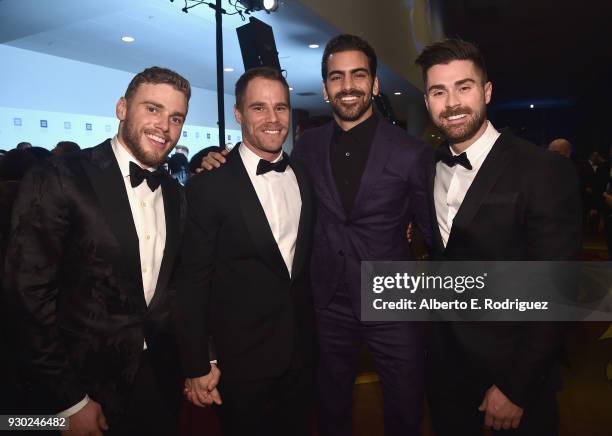 Gus Kenworthy, Matthew Wilkas, Nyle DiMarco and Kyle Krieger attend The Human Rights Campaign 2018 Los Angeles Gala Dinner at JW Marriott Los Angeles...