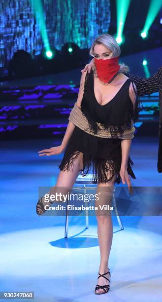 Italian actress Stefania Rocca performs on the Italian TV show 'Ballando Con Le Stelle' at RAI Auditorium on March 10, 2018 in Rome, Italy.