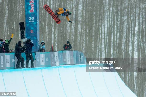 Chloe Kim during Women's Halfpipe finals of the 2018 Burton U.S. Open on March 10, 2018 in Vail, Colorado.