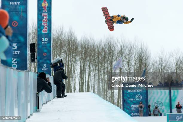 Chloe Kim during Women's Halfpipe finals of the 2018 Burton U.S. Open on March 10, 2018 in Vail, Colorado.