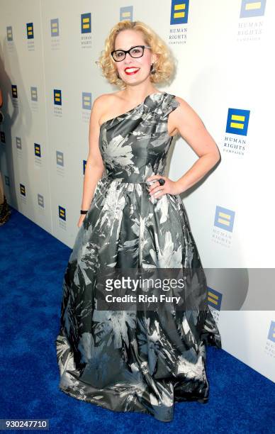 Congresswoman Kyrsten Sinema attends The Human Rights Campaign 2018 Los Angeles Gala Dinner at JW Marriott Los Angeles at L.A. LIVE on March 10, 2018...