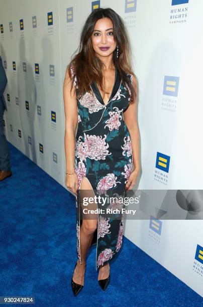 Noureen DeWulf attends The Human Rights Campaign 2018 Los Angeles Gala Dinner at JW Marriott Los Angeles at L.A. LIVE on March 10, 2018 in Los...