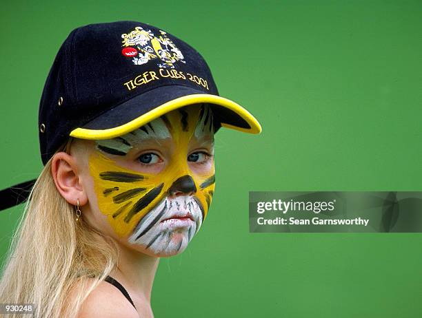 Young Richmond supporter watches play, during the match between the Richmond Tigers and the Western Bulldogs, during round two of the AFL season,...