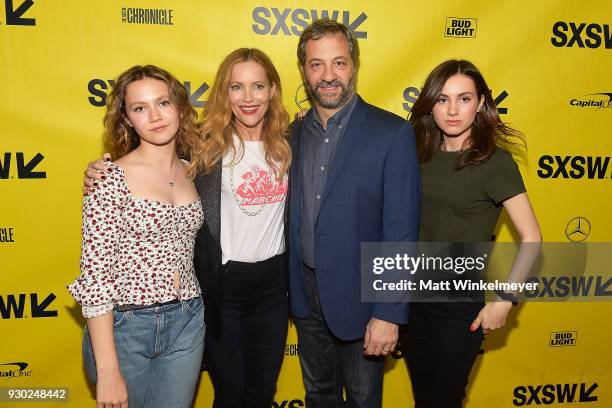 Iris Apatow, Leslie Mann, Judd Apatow, and Maude Apatow attend the "Blockers" Premiere 2018 SXSW Conference and Festivals at Paramount Theatre on...