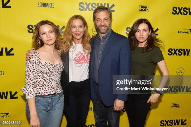 Iris Apatow, Leslie Mann, Judd Apatow, and Maude Apatow attend the "Blockers" Premiere 2018 SXSW Conference and Festivals at Paramount Theatre on...
