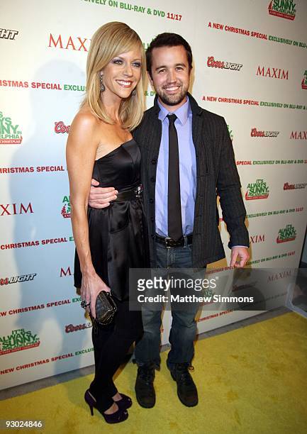 Kaitlin Olson and Rob McElhenney attend the celebration of the release of "A Very Sunny Christmas" at Guys and Dolls Lounge on November 12, 2009 in...
