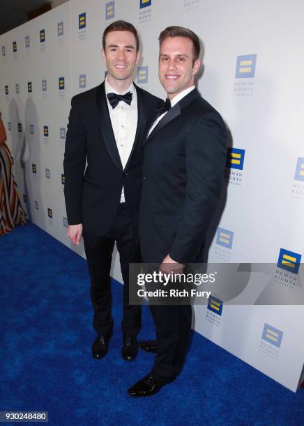 Sam Drake and Jason McCoy attend The Human Rights Campaign 2018 Los Angeles Gala Dinner at JW Marriott Los Angeles at L.A. LIVE on March 10, 2018 in...