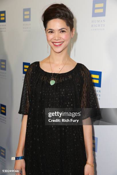 Lilan Bowden attends The Human Rights Campaign 2018 Los Angeles Gala Dinner at JW Marriott Los Angeles at L.A. LIVE on March 10, 2018 in Los Angeles,...