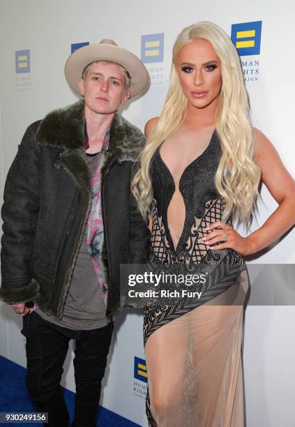 Nats Getty and Gigi Gorgeous attend The Human Rights Campaign 2018 Los Angeles Gala Dinner at JW Marriott Los Angeles at L.A. LIVE on March 10, 2018...