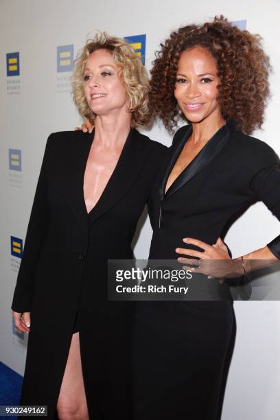 Teri Polo and Sherri Saum attend The Human Rights Campaign 2018 Los Angeles Gala Dinner at JW Marriott Los Angeles at L.A. LIVE on March 10, 2018 in...