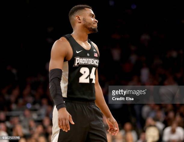 Kyron Cartwright of the Providence Friars reacts to the loss to the Villanova Wildcats during the championship game of the Big East Basketball...