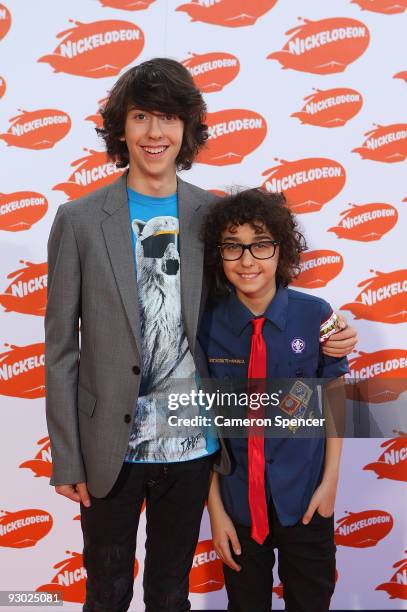 Natt Wolff and Alex Wolff of The Naked Brothers Band arrive for the Australian Nickelodeon Kids' Choice Awards 2009 at Hisense Arena on November 13,...