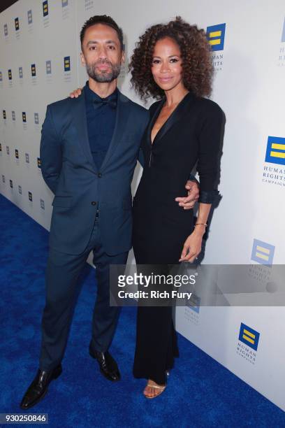 Kamar de los Reyes and Sherri Saum attend The Human Rights Campaign 2018 Los Angeles Gala Dinner at JW Marriott Los Angeles at L.A. LIVE on March 10,...