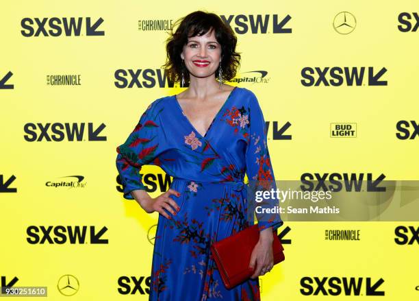 Actor Carla Gugino attends the premiere of "Elizabeth Harvest" during at Alamo Lamar on March 10, 2018 in Austin, Texas.