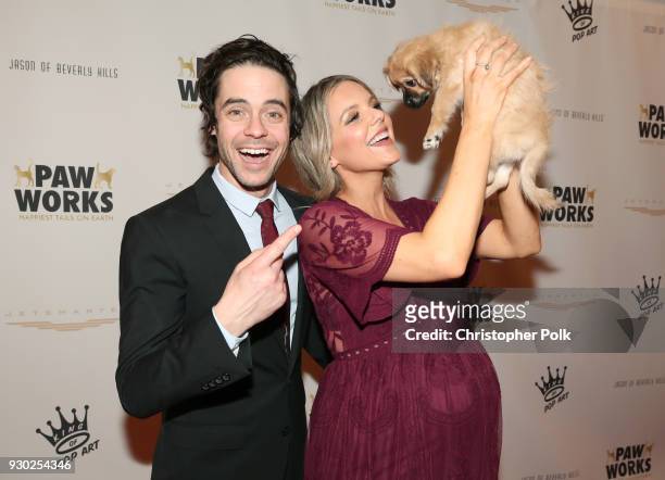 Personalities Kevin Manno, Ali Fedotowsky and Bear attend the James Paw 007 Ties & Tails Gala at the Four Seasons Westlake Village on March 10, 2018...