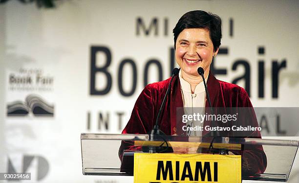 Isabella Rossellini signs copies of he book "Green Porno" at the 2009 Miami International Book Fair on November 12, 2009 in Miami, Florida.