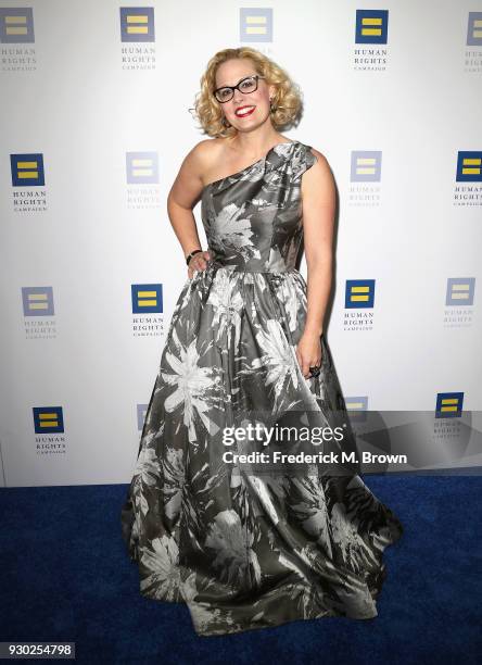 Congresswoman Kyrsten Sinema attends The Human Rights Campaign 2018 Los Angeles Gala Dinner at JW Marriott Los Angeles at L.A. LIVE on March 10, 2018...