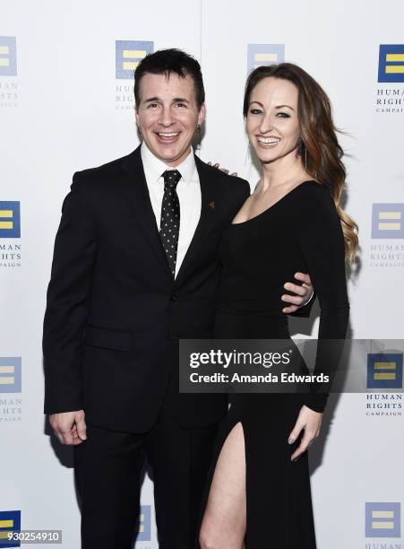 Actor Hal Sparks and Summer Soltis arrive at the Human Rights Campaign's 2018 Los Angeles Gala Dinner at the JW Marriott Los Angeles at L.A. LIVE on...