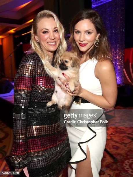 Paw Works Celebrity Ambassador/Board Member Kaley Cuoco, Bear and singer Katharine McPhee attend the James Paw 007 Ties & Tails Gala at the Four...