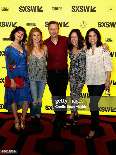 Actors Carla Gugino, Connie Britton, writer/director Sebastian Gutierrez, Adriana Alberghetti and Nadia Frankel attend the premiere of "Elizabeth...