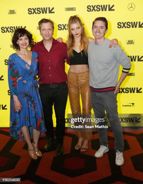 Actor Carla Gugino, writer/director Sebastian Gutierrez, actor Abbey Lee and Brian Kavanagh attend the premiere of "Elizabeth Harvest" during at...