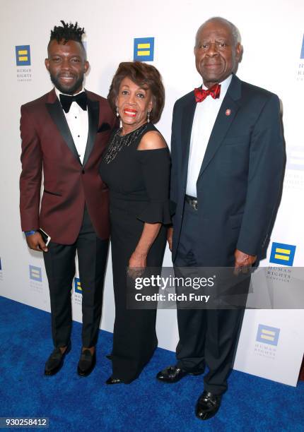 Congresswoman Maxine Waters and Sid Williams attend The Human Rights Campaign 2018 Los Angeles Gala Dinner at JW Marriott Los Angeles at L.A. LIVE on...