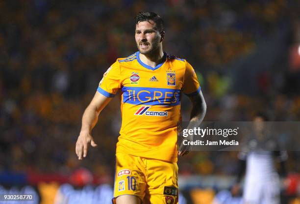 Andre-Pierre Gignac of Tigres looks on during the 11th round match between Tigres UANL and Tijuana as part of the Torneo Clausura 2018 Liga MX at...