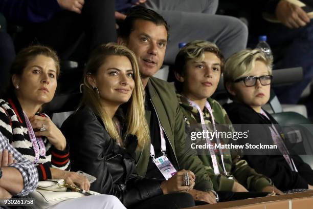 Mirka Federer, Gavin Rossdale, Sophia Thomalla, Kingston Rossdale and Zuma Rock Nesta Rock Rossdale watch Roger Federer of Switzerland play Federico...