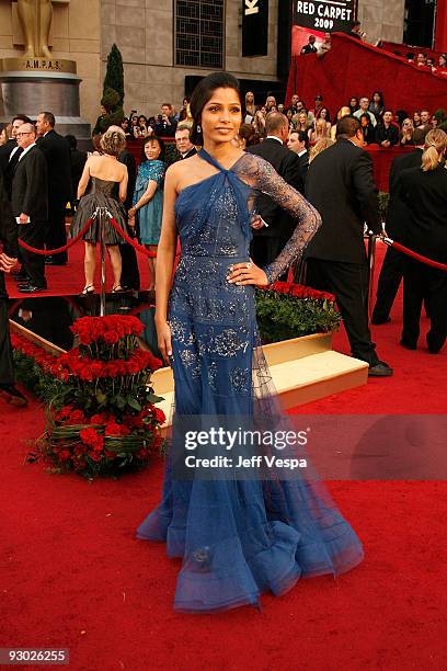 Actress Freida Pinto arrives at the 81st Annual Academy Awards held at The Kodak Theatre on February 22, 2009 in Hollywood, California.