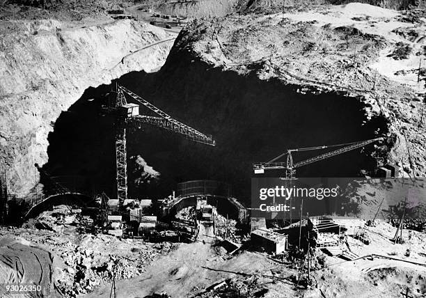 Picture dated May 1964 showing the construction of the Aswan high dam in Egypt. The construction of the Aswan High Dam was initiated by Gamal Abdel...