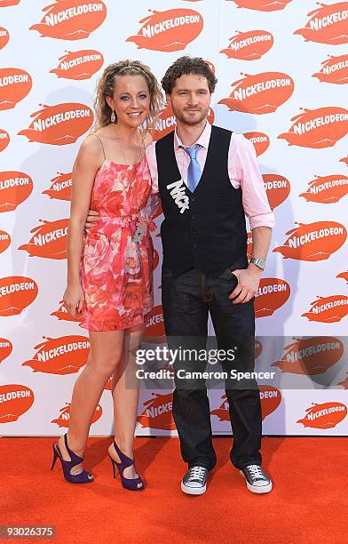 Comedian Charlie Pickering and guest arrive for the Australian Nickelodeon Kids' Choice Awards 2009 at Hisense Arena on November 13, 2009 in...