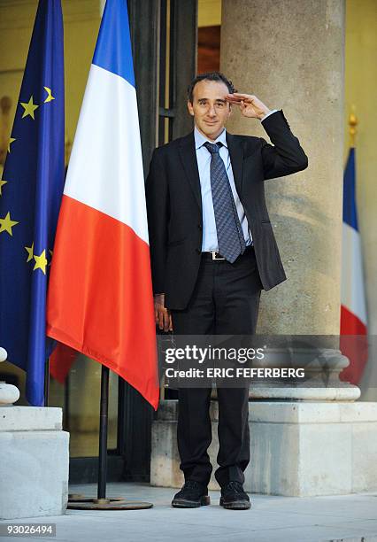 French actor and humorist Elie Semoun gestures as he arrives on November 10, 2009 at the Elysee Palace in Paris, to attend a ceremony during which...