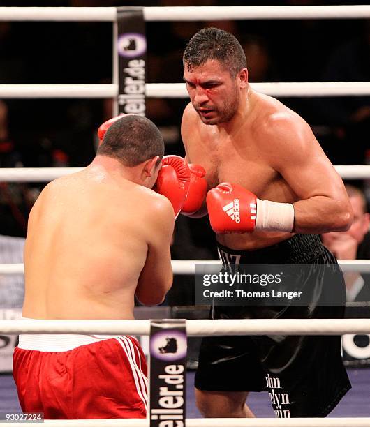 John Ruiz and Adnan Serin compete during their WBA heavyweight fight on November 7, 2009 at the Arena Nuernberger Versicherung in Nuremberg, Germany.