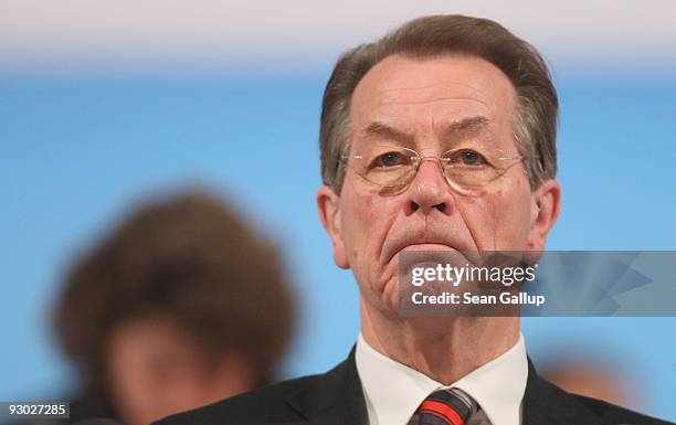 Franz Muentefering, outgoing Chairman of the German Social Democratic Party , attends the SPD party congress on November 13, 2009 in Dresden,...