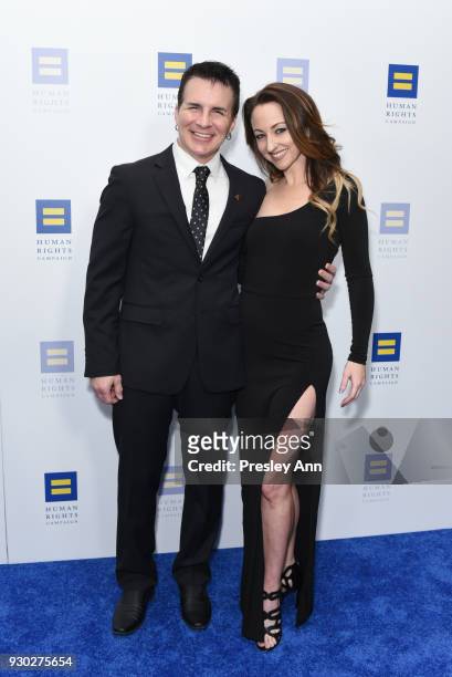 Hal Sparks and Summer Soltis attend Human Rights Campaign's 2018 Los Angeles Gala Dinner - Arrivals at JW Marriott Los Angeles at L.A. LIVE on March...