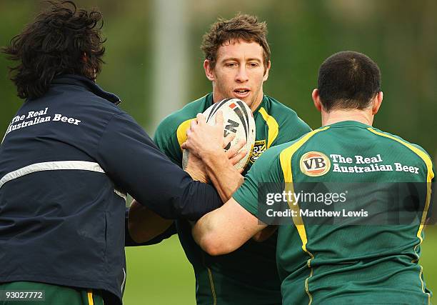 Kurt Gidley of the VB Kangaroos Australian Rugby League Team in action during a training session at Leeds Rugby Academy on November 13, 2009 in...