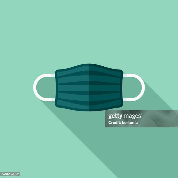 protective mask flat design dentist icon with side shadow - dentist face shield stock illustrations