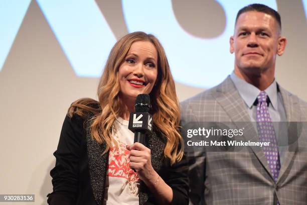 Leslie Mann and John Cena attend the "Blockers" Premiere 2018 SXSW Conference and Festivals at Paramount Theatre on March 10, 2018 in Austin, Texas.