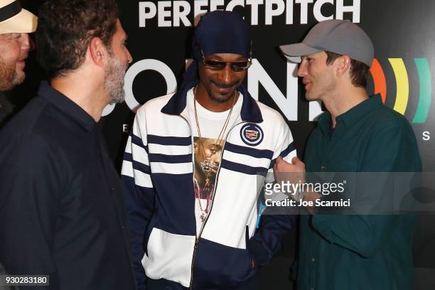 Guy Oseary, Snoop Dogg and Ashton Kutcher attend the Sound Ventures "The Party" at Hotel Van Zandt on March 10, 2018 in Austin, Texas.