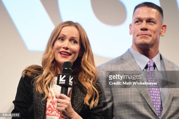 Leslie Mann and John Cena attend the "Blockers" Premiere 2018 SXSW Conference and Festivals at Paramount Theatre on March 10, 2018 in Austin, Texas.
