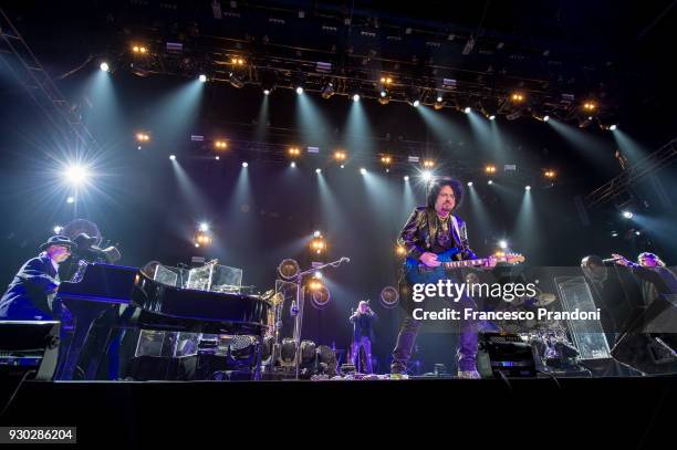 David Paich, Steve Lukather and Joseph Williams of Toto perform on stage at Mediolanum Forum on March 10, 2018 in Milan, Italy.