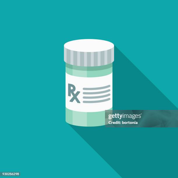 ilustrações, clipart, desenhos animados e ícones de ícone de dentista de design plano de analgésicos com sombra do lado - recipiente para comprimidos