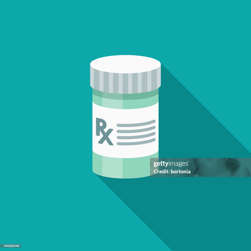 Painkillers Flat Design Dentist Icon with Side Shadow