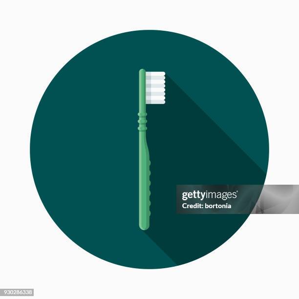 bildbanksillustrationer, clip art samt tecknat material och ikoner med tandborste platt design tandläkare ikonen med side skugga - toothbrush