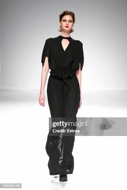 Model walks the runway during the Aleksandar Protic show as part of the Lisboa Fashion Week ‘Moda Lisboa’ 2018 on March 9, 2018 in Lisbon, Portugal.