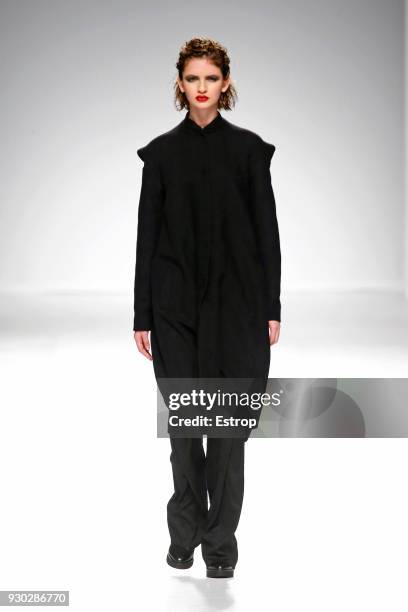 Model walks the runway during the Aleksandar Protic show as part of the Lisboa Fashion Week ‘Moda Lisboa’ 2018 on March 9, 2018 in Lisbon, Portugal.