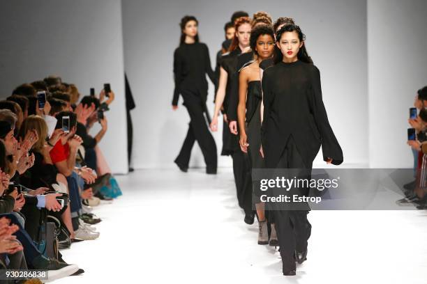 Model walks the runway during the Aleksandar Protic show as part of the Lisboa Fashion Week ‘Moda Lisboa’ 2018 on March 9, 2018 in Lisbon, Portugal.