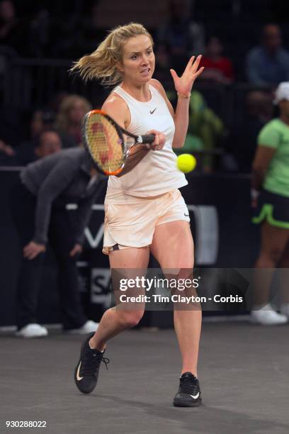 Elina Svitolina of the Ukraine in action while winning the Tie Break Tens Tennis Tournament at Madison Square Garden on March 5, 2018 New York City.